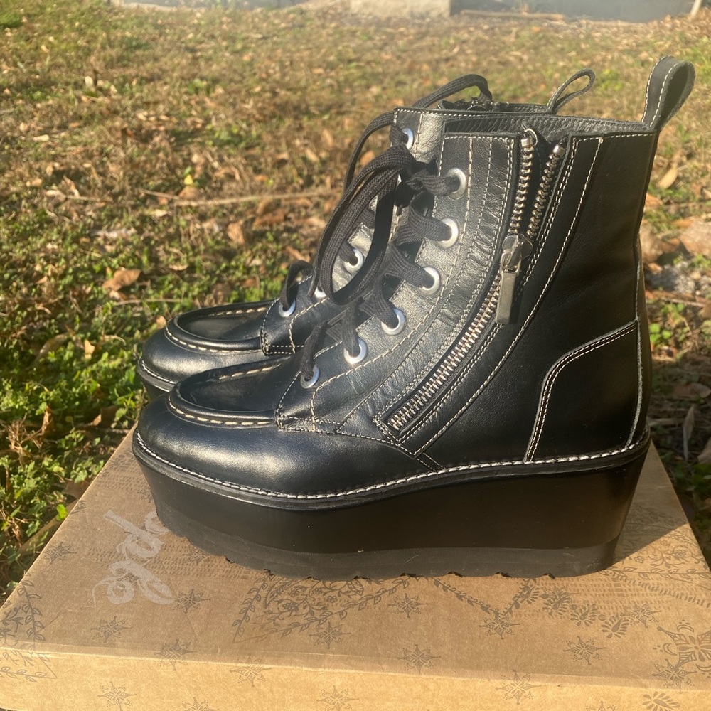 Free People black leather boots